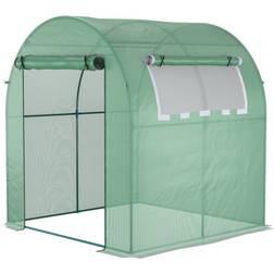 OutSunny Walk Polytunnel Greenhouse with Roll-up