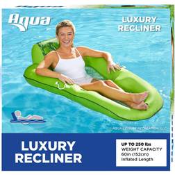 Aqua LEISURE Luxury Water Lounge X-Large Inflatable Pool Float with Headrest Backrest and Footrest Lime Floral Trip Print 63 x 3