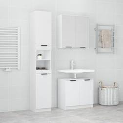 vidaXL Meubles De Salle De Bain 3 pcs Blanc Bois d'Ingénierie