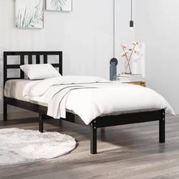 vidaXL black, 75 Solid Wood Bed Frame