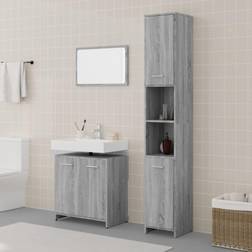 vidaXL Grey Sonoma Engineered Wood Bathroom Furniture Set