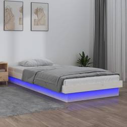 vidaXL Estructura De Cama Con Led Madera Maciza Blanca 75x190 cm