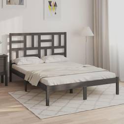 vidaXL Estructura De Cama Madera Maciza De Pino Gris 120x200 cm