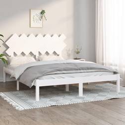 vidaXL vit 140x190 massivt trä Sängram