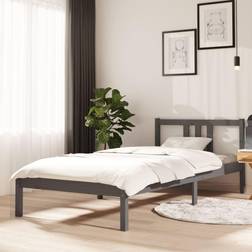 vidaXL grey, 90 Solid Wood Bed Frame Sängram