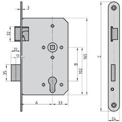 Basi 9821-6521 Serrure De Porte De Chambre À Insérer Argent
