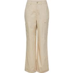 Pieces Pcofelia Wide Cargo Pants White Pepper