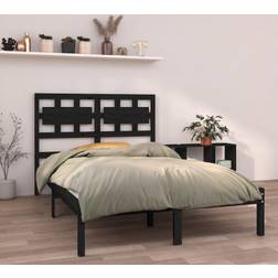 vidaXL 140x190 cm Massivt Træ Sort Sengeramme