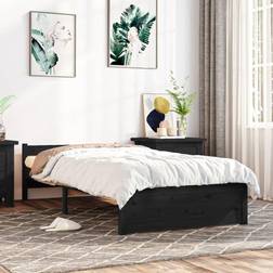 vidaXL black, 75 Solid Wood Bed Frame