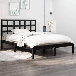 vidaXL 140x190 cm Massivt Træ Sort Sengeramme