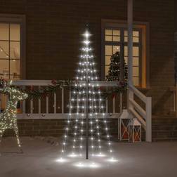vidaXL Julgran på flaggstång kallvit 108 LEDs Flaggstångsbelysning