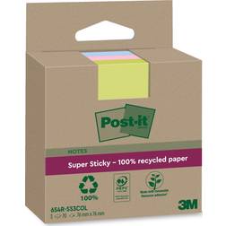 Post-it Super Sticky 100% Recycled Notes 76 mm x 76 mm Pack of 3
