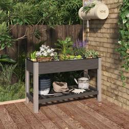 vidaXL Lit Surélevé De Jardin Avec Étagère Gris 120x50x75 cm WPC