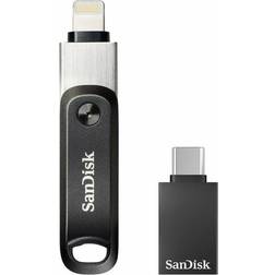 SanDisk 128GB iXpand Flash Drive Go with USB-A to USB-C Adapter SDIX60N-128G-GZFFE