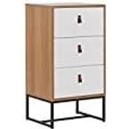 Beliani Chiffonnier Effet Bois Clair 3 Tiroirs Blancs Pratiques Meuble Fonctionnel Commode