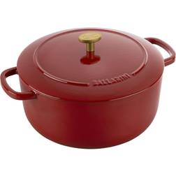 Ballarini Cocotte Rund, Rød, Støbejern med låg 24cm
