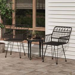 vidaXL Patio Chairs 2 pcs with Armrest Black 22'x25.2"x31.5"