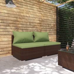 vidaXL Divani Giardino 2 pz Con Cuscini in Polyrattan Marrone Set da Lounge da Esterno