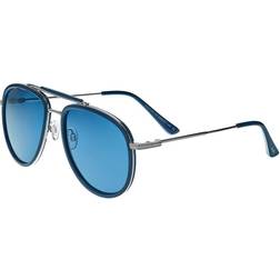 Simplify Silver/Blue Silvertone & Blue Maestro Polarized Aviator