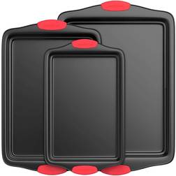 NutriChef Non-Stick Kitchen Baking Pans w/Heat Cookware Set with lid