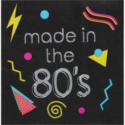 Juvale Made in the 80’s Napkins for Birthday Parties (5 x 5 In, Black, 50 Pack)