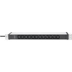 Digitus Strömuttag Med Aluminiumprofil 12xc13 16a 2m Kabel Cee 7/7 12st Ström Iec 60320 C13 10a