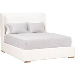 Benjara King Bed with WingBack Style, Cream