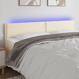 vidaXL Con Led Cuero Sintético Color Crema 160x5x78/88 cm Cabecero