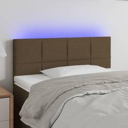 vidaXL LED-lys stof mørkebrun Sengegavl