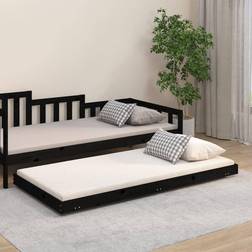 vidaXL Sängynrunko Musta 90x190 cm Täysi Mänty
