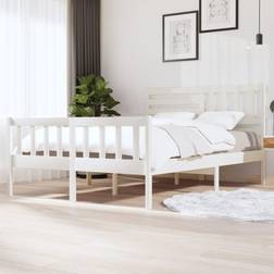 vidaXL Estructura De Cama De Madera Maciza Blanca 140x200 cm