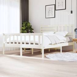 vidaXL Estructura De Cama De Madera Maciza Blanca 160x200 cm