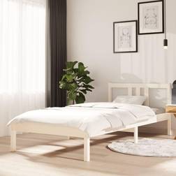 vidaXL Cadre À Lit Pied Sommier À Lattes Lit Meuble de Chambre À Coucher Blanc Bois Massif 90x200 cm