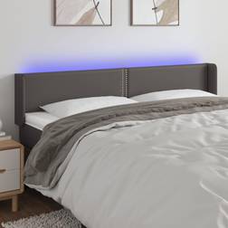vidaXL med LED-lys 183 x 16 x 78/88 cm Grå Sengegavl