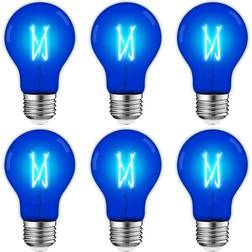 Luxrite A19 Edison LED Blue Light Bulb 4.5W=60W E26 Base Indoor Outdoor Decoration Party Holiday Lighting 6 Pack