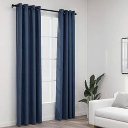 vidaXL Linen-Look Blackout Curtains with Grommets 2