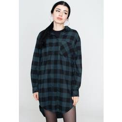 Urban Classics Ladies Ladies Oversized Check Flannel Shirt Dress jasper/black