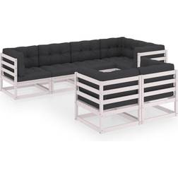 vidaXL Salotto Giardino 7 pz Cuscini Antracite Legno Massello Pino - Bianco Set da Lounge da Esterno