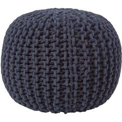 Homescapes Black Round Knitted Footstool Pouffe