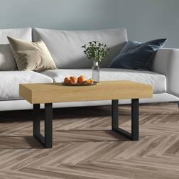 vidaXL MDF Y Hierro Marrón Claro Y Negro 90x45x40 cm Mesa de Centro