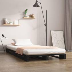 vidaXL Letto A Pallet Nero 90x190 cm Single In Legno Massello Di Pino