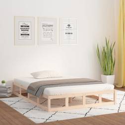 vidaXL Estructura De Cama Doble De Madera Maciza 140x190 cm - Marrón