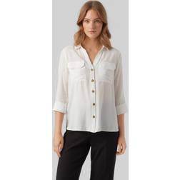 Vero Moda Vmbumpy-Maglietta New Noos Ptt L/S Camicia da Donna - Bianco Petite