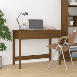 vidaXL fyrretræ gyldenbrun Skrivebord