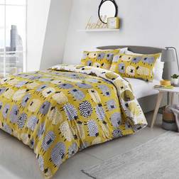 Fusion Dotty Sheep Print Duvet Cover White, Black, Yellow