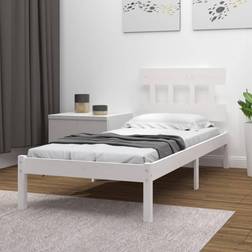 vidaXL 90x200 cm Massivt Træ Hvid Sengeramme