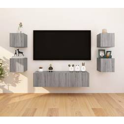 vidaXL Armadietti a Parete 8 pz Grigio Sonoma 30,5x30x30 cm Mobile TV