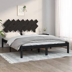 vidaXL 140x190 cm Massivt Træ Sort Sengeramme