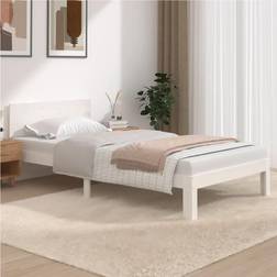 vidaXL 100x200 cm Massivt Fyrretræ Hvid Sengeramme