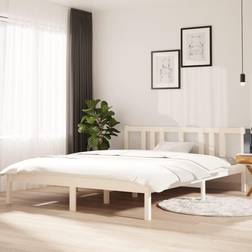 vidaXL Vit Massivt Trä 150x200 cm Sängram